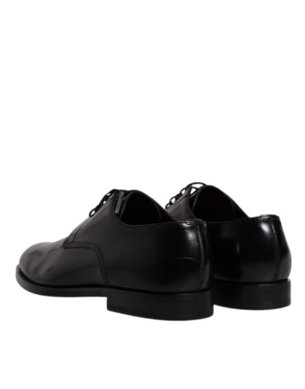 Black Calfskin Leather Derby Lace Up Formal Dress Shoes - Image 4