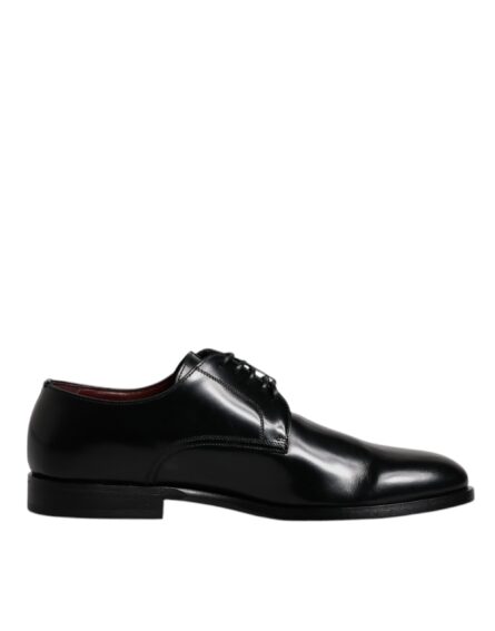 Black Calfskin Leather Derby Lace Up Formal Dress Shoes - Image 7