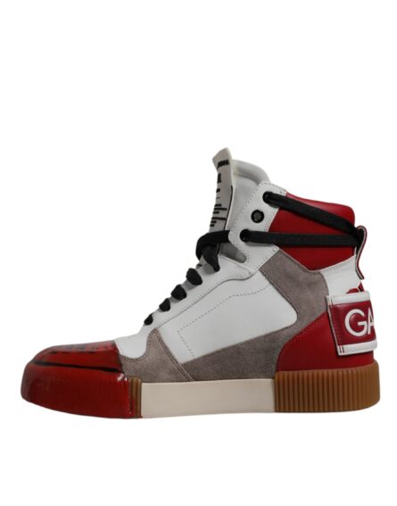 Multicolor Leather High Top Sneakers Shoes - Image 4