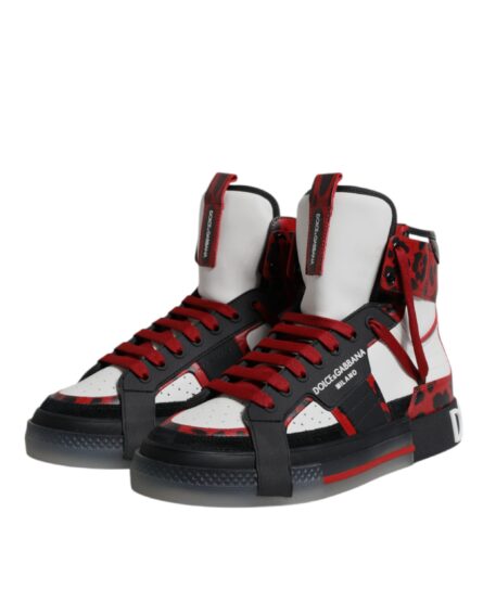Multicolor Leather High Top Sneakers Shoes - Image 3