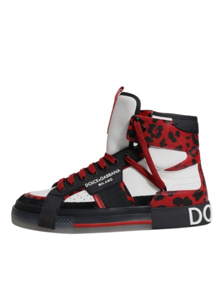 Multicolor Leather High Top Sneakers Shoes - Image 5