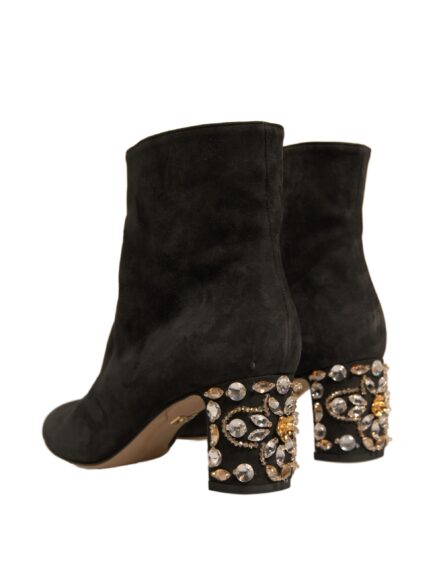 Black Embellished Heel Ankle Boots Shoes - Image 3