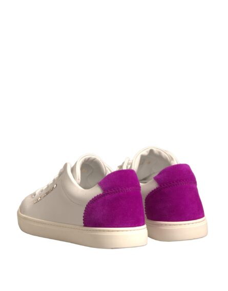 White Suede Leather Low Top Sneakers Shoes - Image 4