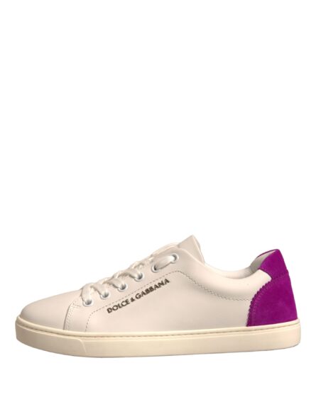 White Suede Leather Low Top Sneakers Shoes - Image 5