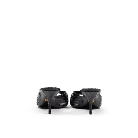 Black Snake Skin Platform Sandals - Image 3