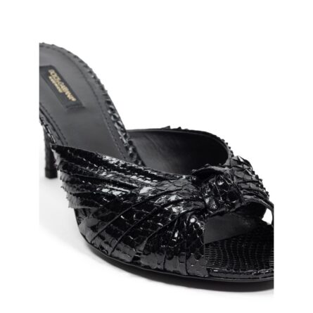 Black Snake Skin Platform Sandals - Image 4