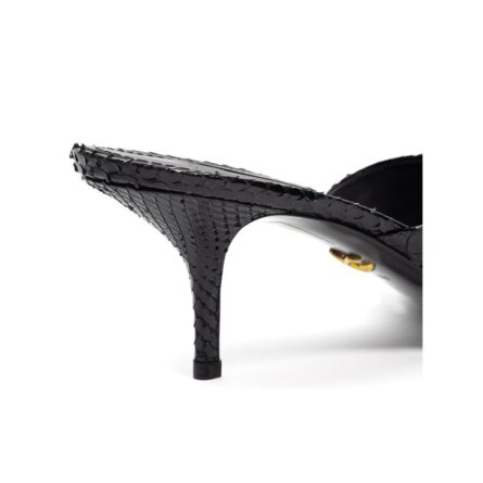 Black Snake Skin Platform Sandals - Image 5