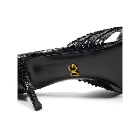 Black Snake Skin Platform Sandals - Image 6