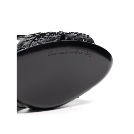 Black Snake Skin Platform Sandals - Image 7
