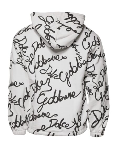 White Logo Cotton Hooded Sweatshirt Sweater - Image 4