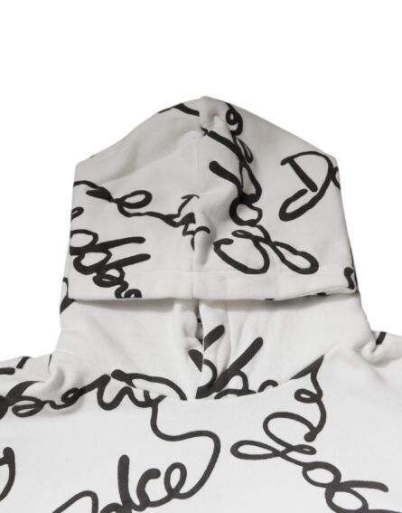 White Logo Cotton Hooded Sweatshirt Sweater - Image 5