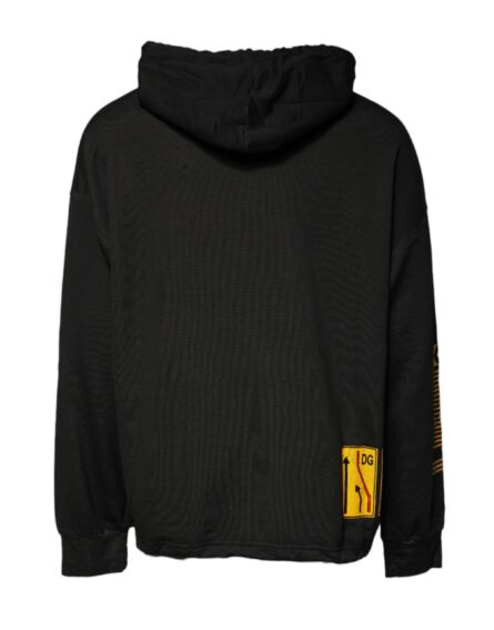Black Cotton Hooded DG Shield Pullover Sweater - Image 5