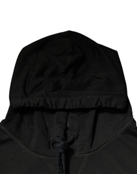 Black Cotton Hooded DG Shield Pullover Sweater - Image 6