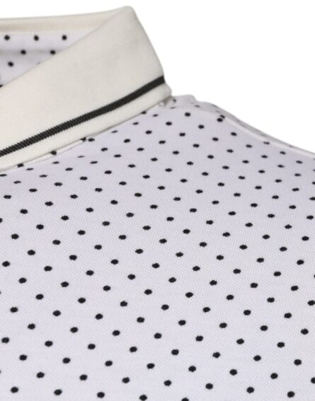 White Polka Dot Cotton Collared Polo T-shirt - Image 3