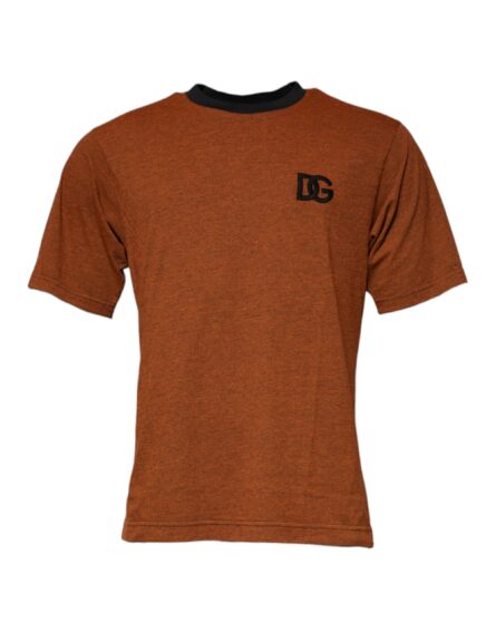 Brown DG Logo Polyester Crew Neck T-shirt - Image 2