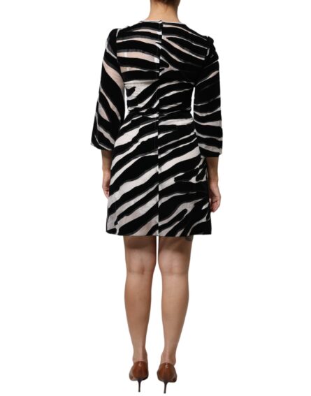 Black White Zebra A-line Sheath Mini Dress - Image 4