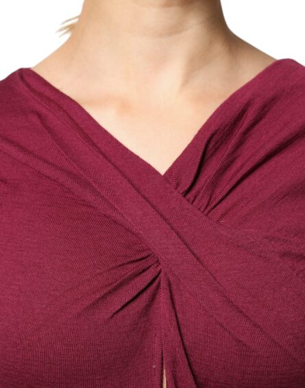 Maroon Jumper Keyhole Knit Pullover Sweater - Image 5