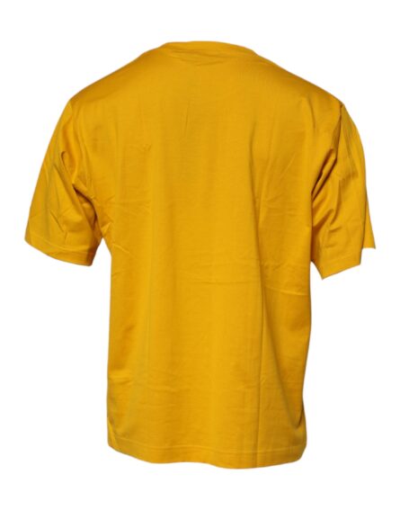 Dark Yellow Logo Cotton Men Crew Neck T-shirt - Image 4