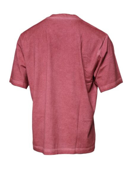 Pink Logo Print Cotton Crew Neck T-shirt - Image 4