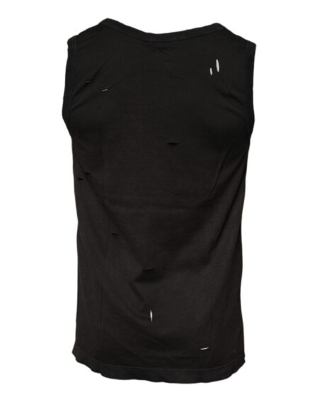 Black Sleeveless Round Neck Tank T-shirt - Image 3