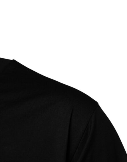 Black Logo Patch Cotton Crew Neck T-shirt - Image 3