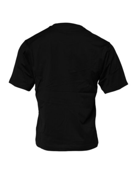 Black Logo Patch Cotton Crew Neck T-shirt - Image 4