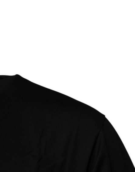 Black Logo Patch Cotton Crew Neck T-shirt - Image 3
