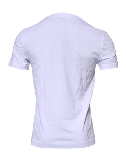 White Logo Plaque Cotton Crew Neck T-shirt - Image 4