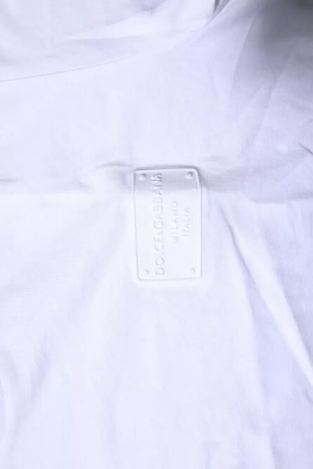 White Logo Plaque Cotton Crew Neck T-shirt - Image 6