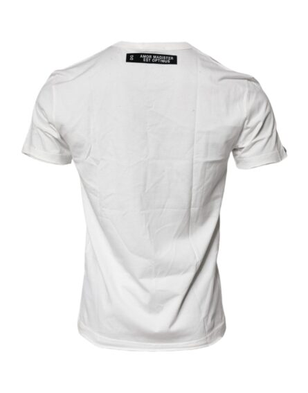 White Graphic Print Cotton Crew Neck T-shirt - Image 3
