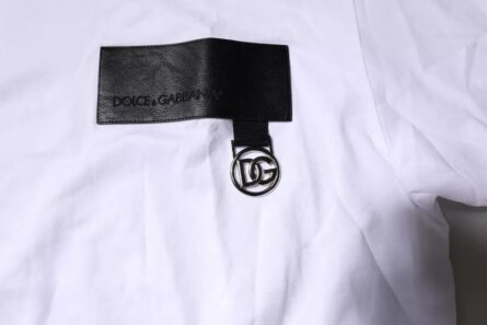 White Logo Patch Cotton Crew Neck T-shirt - Image 5