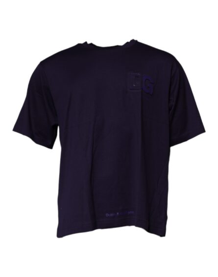 Navy Blue DG Logo Cotton Crew Neck T-shirt - Image 2