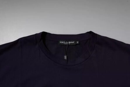 Navy Blue DG Logo Cotton Crew Neck T-shirt - Image 6