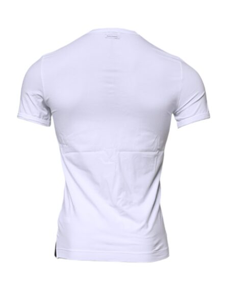 White Cotton Stretch Crewneck Underwear T-shirt - Image 4
