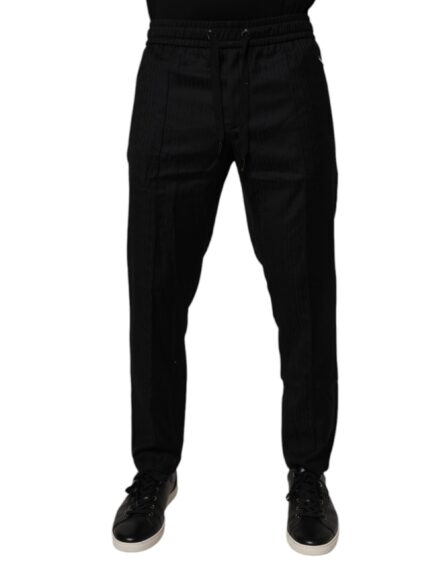 Black Wool Jogger Jogging Pants - Image 2