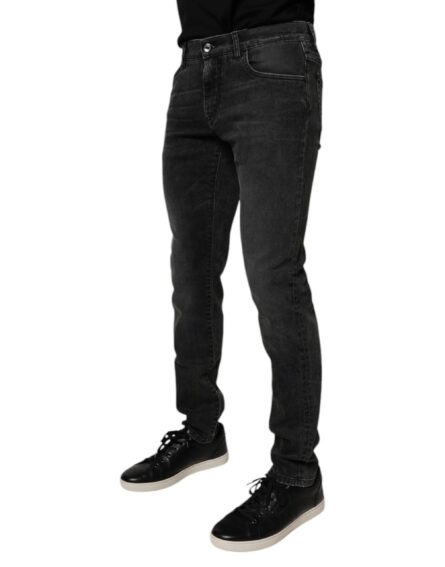 Black Cotton Stretch Skinny Men Denim Jeans - Image 3