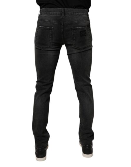 Black Cotton Stretch Skinny Men Denim Jeans - Image 4