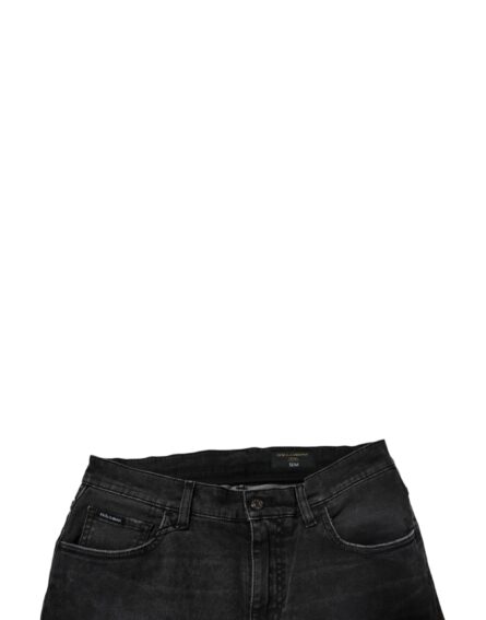 Black Cotton Stretch Skinny Men Denim Jeans - Image 5