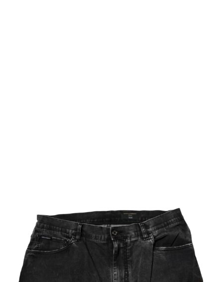 Black Cotton Stretch Skinny Men Denim Jeans - Image 5
