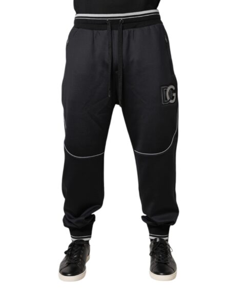 Black Polyester Logo Jogger Pants - Image 2