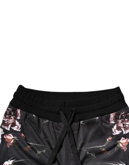 Black Floral Polyester Jogger Pants - Image 5