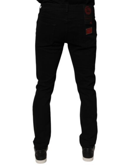 Black Tattered Cotton Skinny Men Denim Jeans - Image 4