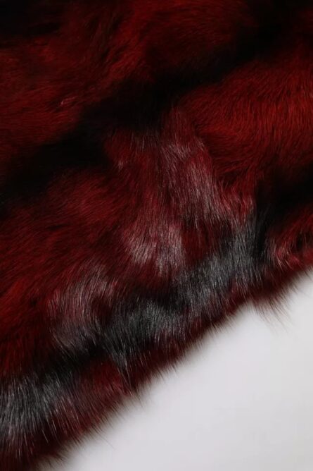 Black Red Stripe Fur Shawl Neck Wrap Scarf - Image 5