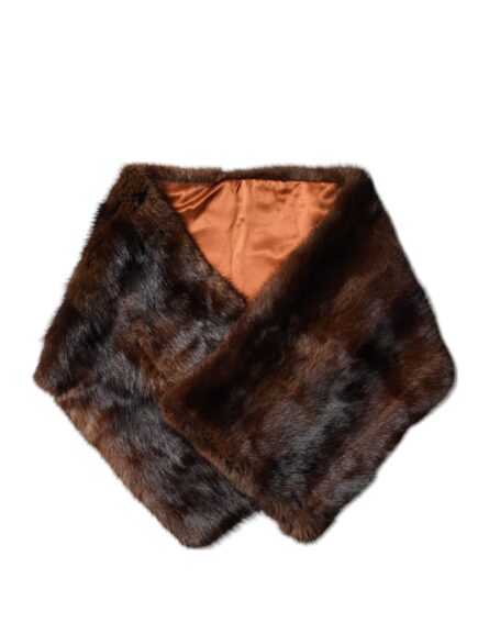Black Brown Stripe Fur Shawl Wrap Scarf - Image 3