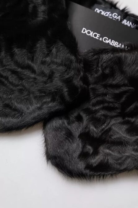 Black Lamb Fur Collar Women Neck Wrap Scarf - Image 5