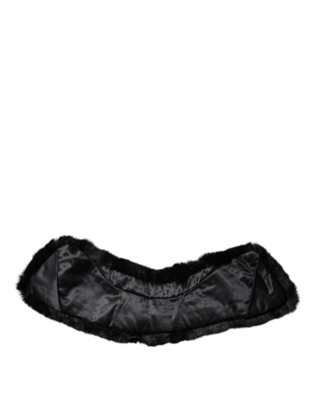 Black Lamb Fur Collar Women Neck Wrap Scarf - Image 2