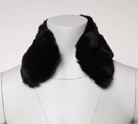 Black Lamb Fur Collar Women Neck Wrap Scarf - Image 5