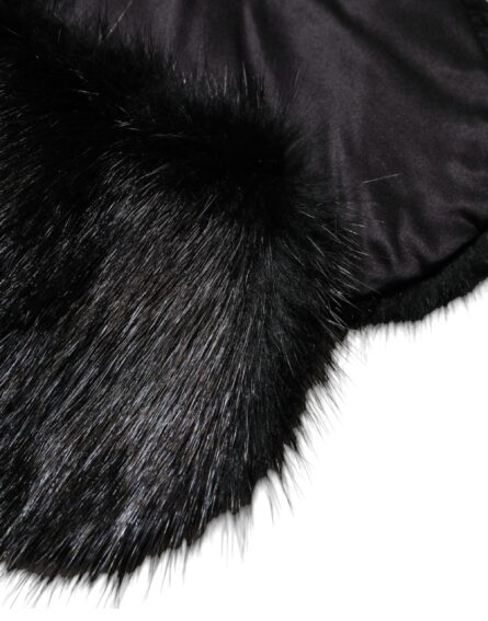 Black Fur Shawl Neck Wrap Cover Collar Scarf - Image 3