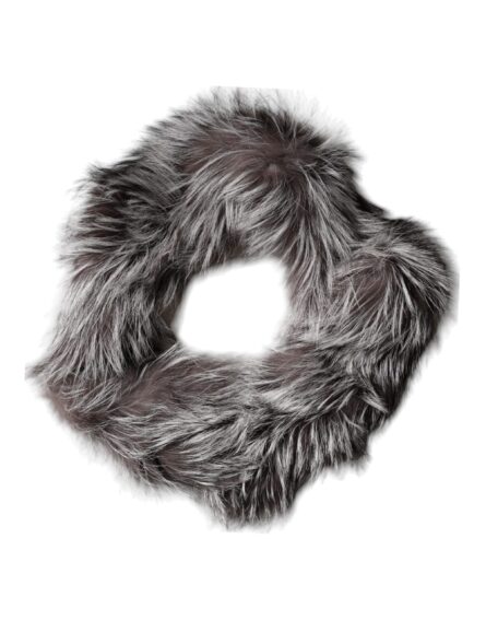 Gray Fox Fur Neck Wrap Warmer Winter Scarf - Image 3