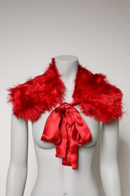 Red Alpaca Fur Women Neck Warmer Winter Scarf - Image 2